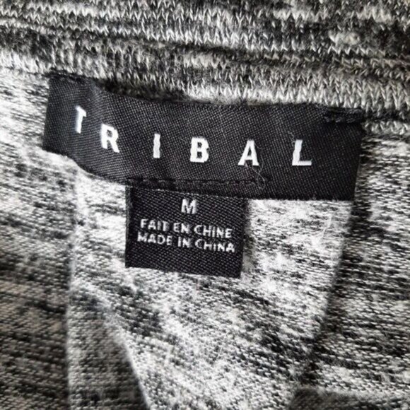 TRIBAL Crewneck Tee Long Sleeve Marled Grey Sz M - Picture 8 of 9